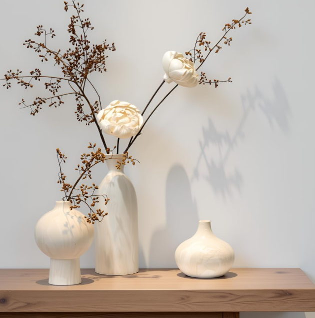 Stone Texture Ceramic Vase Set (3 Pieces) – Minimalist Home Decor